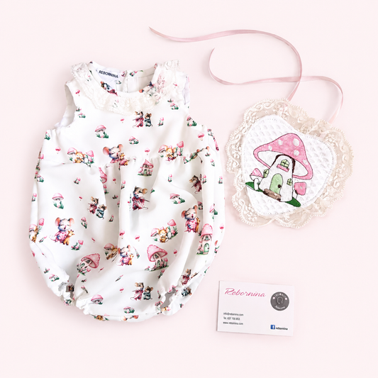 Mushroom house onesie.