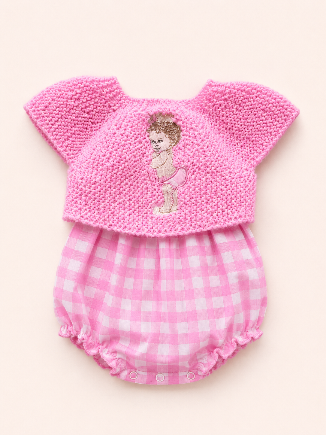 Conjunto Vichy Rosa con Niña