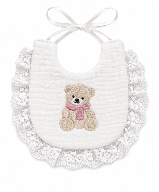 Teddy Bear Bib with Scarf