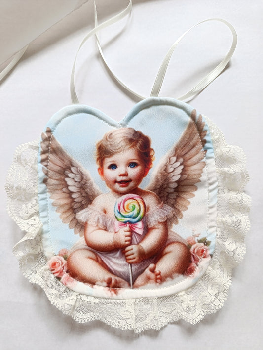 Angel baby bib with lollipop