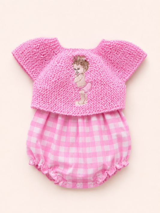 Conjunto Vichy Rosa con Niña